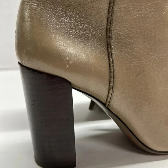 Tory Burch Bowie Heeled Leather Ankle Boots Taupe Brown Size 6.5 - Picture 4 of 13